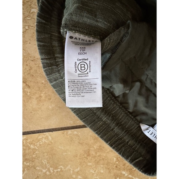 Athleta Linen Pants Women XXS Wide Leg Beachy Travel Resort Summer Green Cabo - Picture 4 of 6